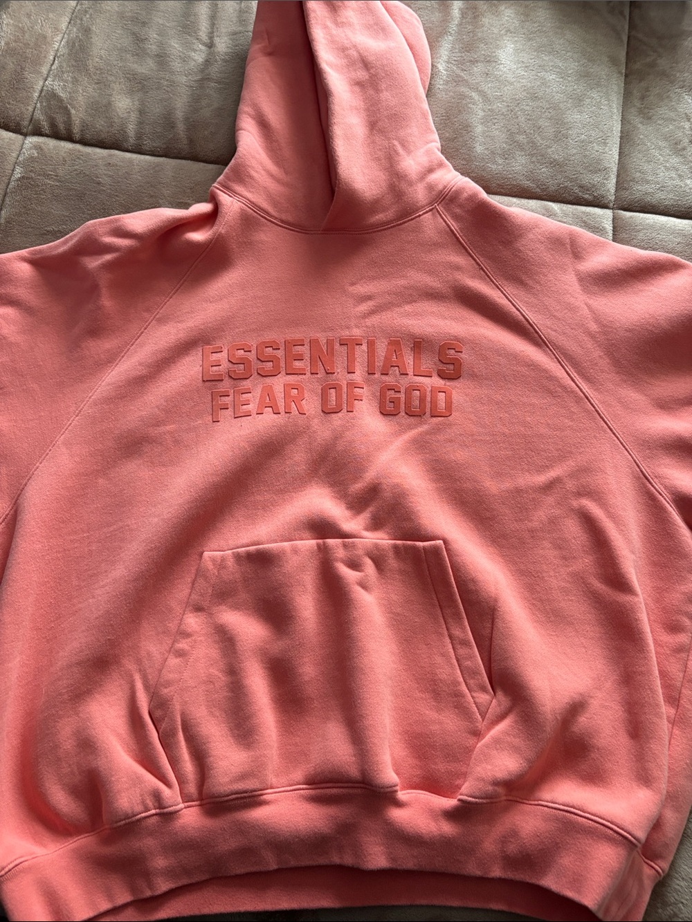 Fear of God Essentials Coral Pink Hoodie